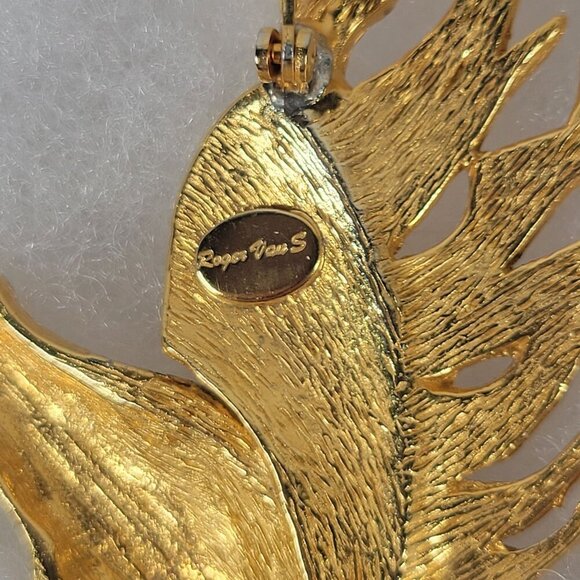 Vintage Roger Van S Gold Horse Head Statement Sophisticated Classic Brooch Pin - Picture 3 of 3